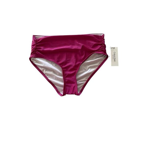 Calvin Klein Bikini Bottoms Convertible Shimmer Fuchsia Pink Size M NWT $58 - Picture 1 of 4
